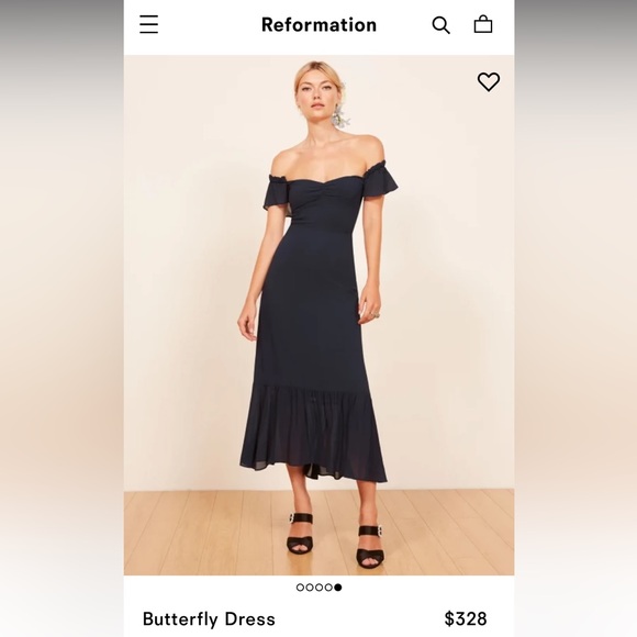 Reformation Butterfly Dress (Navy) - Picture 1 of 4